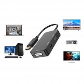 Displayport To Hdmi Vga Dvi Çevirici Dp Dönüştürücü Siyah - 6