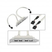 Pc Anakart 9 Pin Header 4 Port Usb 2.0 Dişi Kablo Pci Braketi - 4