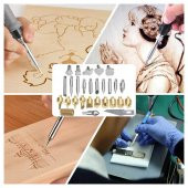 28 Parça Ahşap Kesme Oyma Yakma Kabartma Lehimleme Uç Seti thumbnail 9