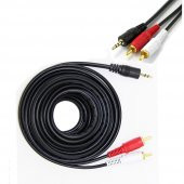 Ses Kablosu - 2 Rca To Aux 3.5Mm Stereo Kablo - 5 Metre - 1