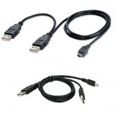 Harici Diskler Için 2 Usb 5 Pin Mini Usb Y Kablo Harddisk Kablosu - 4