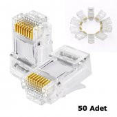 Rj45 Konnektör 50 Adet Network Cat5 Cat6 Jak Jack Ethernet Uç thumbnail 1