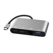 4In1 Type C To Usb 3.0 + Hdmi + Gigabit Ethernet + Type-C Adaptör (551664302) - 1