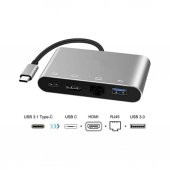 4In1 Type C To Usb 3.0 + Hdmi + Gigabit Ethernet + Type-C Adaptör (551664302) - 3