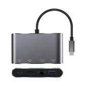 4In1 Type C To Usb 3.0 + Hdmi + Gigabit Ethernet + Type-C Adaptör (551664302) - 4