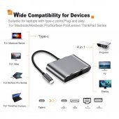 4In1 Type C To Usb 3.0 + Hdmi + Gigabit Ethernet + Type-C Adaptör (551664302) - 6