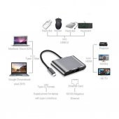 4In1 Type C To Usb 3.0 + Hdmi + Gigabit Ethernet + Type-C Adaptör (551664302) - 9