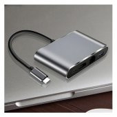 4In1 Type C To Usb 3.0 + Hdmi + Gigabit Ethernet + Type-C Adaptör (551664302) - 11
