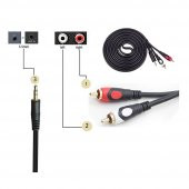 Wozlo 2 Rca Tos Lale To Stereo 3.5 MM Ses Kablosu Özel Bakır Seri 3 M - 3