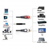 Wozlo 2 Rca Tos Lale To Stereo 3.5 MM Ses Kablosu Özel Bakır Seri 3 M - 4
