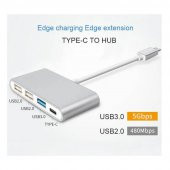 Type C To 2xUsb 2.0 + Usb 3.0 Hub Çoklayıcı + Usb-C Metal Gövde - 2