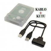 2.5 İnç Sata Harddisk Çevirici Kablo Usb 2.0 + Koruma Kutusu - 2