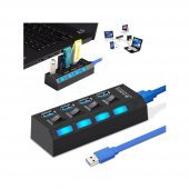 4 Port Usb 3.0 Çoklayıcı Hub Anahtarlı Işıklı On Off Chipli Model thumbnail 1