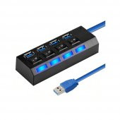 Usb 3.0 4 Port Çoklayıcı Hub Anahtarlı Işıklı On Off Chipli Model - 3