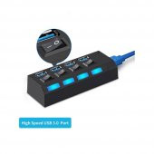 4 Port Usb 3.0 Çoklayıcı Hub Anahtarlı Işıklı On Off Chipli Model thumbnail 4