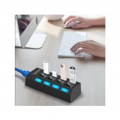 Usb 3.0 4 Port Çoklayıcı Hub Anahtarlı Işıklı On Off Chipli Model - 8