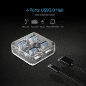 Orico 4 Port Usb 3.0 Çoklayıcı Çoğaltıcı Hub Şeffaf Gövde 5 Gbps thumbnail 1