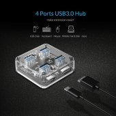 Orico 4 Port USB 3.0 Şeffaf Çoklayıcı HUB MH4U-U3 thumbnail 5