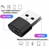 Usb To Type-C Dişi Çevirici Dönüştürücü Adaptör - 4