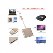 Apple Macbook Usb 3.1 (Type-C) To Hdmi + Usb 3.0 Çevirici Kablo - 6