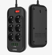 Ldnio SE6403 4xUsb Çıkışlı 6lı Akım Korumalı Priz 2 Metre Siyah - 2