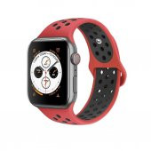Apple Watch 42-44Mm Silikon Spor Kordon Kayış Kırmızı - Siyah (519058103) - 1