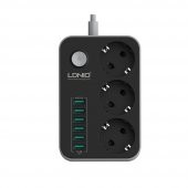 Ldnio SE3631 6xUsb Çıkışlı 3lü Akım Korumalı Priz 2 Metre Siyah - 1