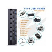 7 Port Usb 3.0 Çoklayıcı Hub Anahtarlı Işıklı Adaptörlü Ic Chipli (518992114) - 6