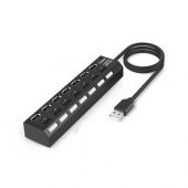 7 Port Usb Hub Çoklayıcı Çoğaltıcı Onoff Düğmeli Işıklı Adaptörlü (518962660) thumbnail 7