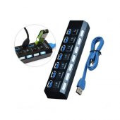 7 Port Usb 3.0 Çoklayıcı Hub Anahtarlı Işıklı Adaptörlü Ic Chipli (518992114) - 9