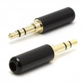 Wozlo 3.5 MM Stereo Jak Metal 3 Pin Stereo Erkek Konnektör Siyah - 1