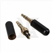 Wozlo 3.5 MM Stereo Jak Metal 3 Pin Stereo Erkek Konnektör Siyah - 3