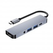 USB 3.1 Type C To Hdmi 4K Ses USB C 2XUSB 3.0 Hub Çevirici Kablo - 1