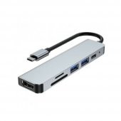 6 In 1 Type C To Hdmı / 2 USB 3.0- USB-C Pd- Sd Tf Çevirici Kablo - 1