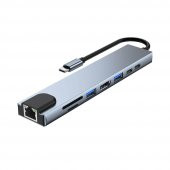 8 In 1 Type C To Hdmı- Sd/ Tf- 2 USB 3.0- USB-C Pd Ethernet Kablo - 1