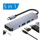 USB 3.1 Type C To Hdmi 4K Ses USB C 2XUSB 3.0 Hub Çevirici Kablo - 2