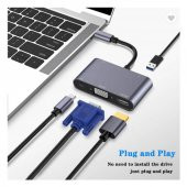 Type-C To 4K Hdmi Vga Usb 3.0 Otg Audio Ses Çevirici Kablo 5 In 1 (518947659) - 2