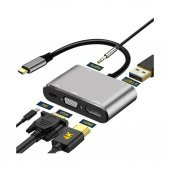 Type-C To 4K Hdmi Vga Usb 3.0 Otg Audio Ses Çevirici Kablo 5 In 1 (518947659) - 3