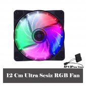 12Cm Kasa Fanı 3D 15 Led Rgb Soğutucu Fan Sessiz Renkli Işıklı thumbnail 2