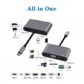 Type-C To 4K Hdmi Vga Usb 3.0 Otg Audio Ses Çevirici Kablo 5 In 1 (518947659) - 4