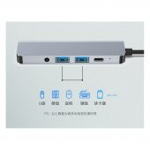 USB 3.1 Type C To Hdmi 4K Ses USB C 2XUSB 3.0 Hub Çevirici Kablo - 5