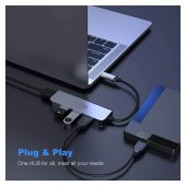Type C 4 Port Usb 3.0 Hub Usb C Çoklayıcı Alüminyum Gövde thumbnail 7