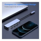 Type C 4 Port Usb 3.0 Hub Usb C Çoklayıcı Alüminyum Gövde thumbnail 8