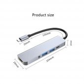 USB 3.1 Type C To Hdmi 4K Ses USB C 2XUSB 3.0 Hub Çevirici Kablo - 9