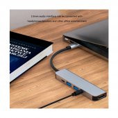 USB 3.1 Type C To Hdmi 4K Ses USB C 2XUSB 3.0 Hub Çevirici Kablo - 10