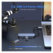 Type-C 4 Port Usb 3.0 Hub Usb-C Çoklayıcı Alüminyum Gövde (518945799) thumbnail 6