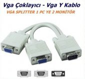 Vga Y Kablo Vga Kablo Çoğaltıcı Çoklayıcı Splitter Hub - 1