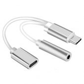 Type C To Kulaklık Çevirici 3.5Mm Aux Ses Ve Şarj Giriş 2 In 1 (456614874) - 1