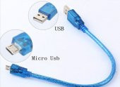 Micro Usb Erkek To Usb Erkek Kablo 50Cm Mavi Şeffaf Örgü Kablo thumbnail 2