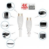 Hdmi Kablo 4K 3Mt Ultra Hd 4K 60Hz 2160P Yüksek Hızlı Kablo Beyaz - 2